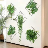 5 Pcs Grass Wall Sticker, 3D Artificial Plant Wall Art,