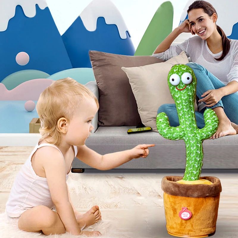 Dancing Cactus Toy Repeat Talking USB Charging Can Sing Record Cactus Bailarín Dansant Kids Education Toys Birthday Present